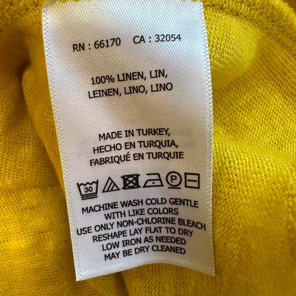 Maeve by Anthropologie Yellow Linen Short Sleeve Knit Top sz S - Picture 5 of 6